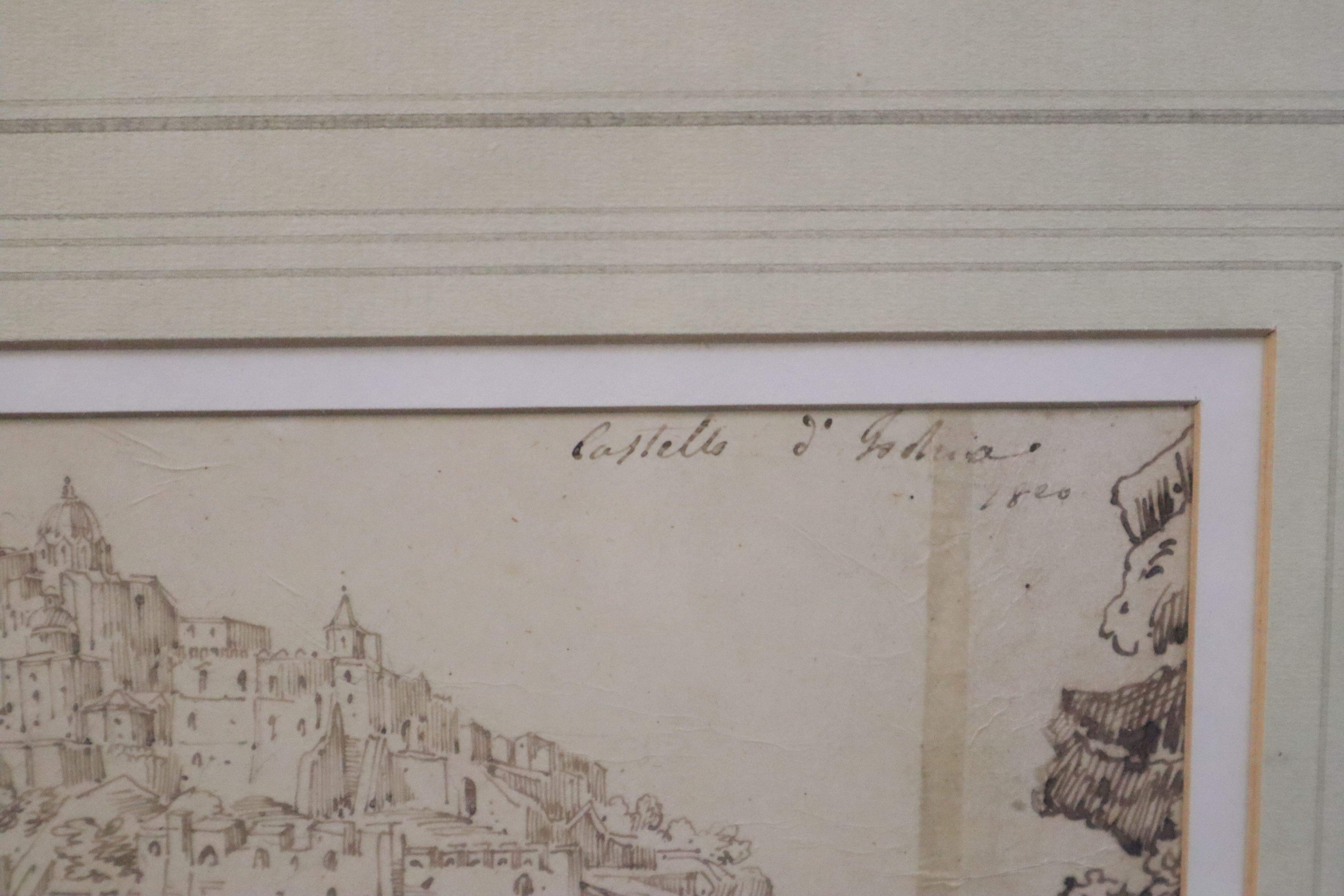 Antonio Senape (1788-1850) Castello di Provida and Castello di Padua? 7.25 x 10.5in. and 6.5 x 9.75in.